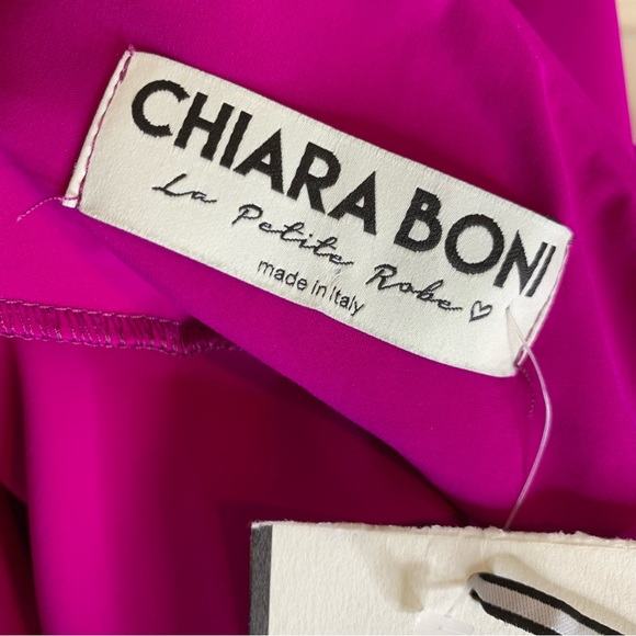 CHIARA BONI LA PETITE ROBE Sia One-Shoulder Ruffle Dress Magenta Pink Size 4 NWT - Picture 8 of 11